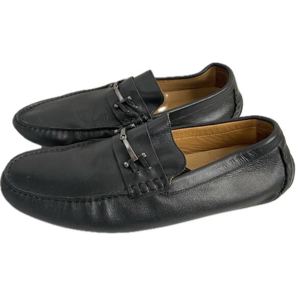 Saks Fifth Avenue Black Label Leather Moc Slip On Driving Loafer SZ 11 Old Money - Picture 3 of 11